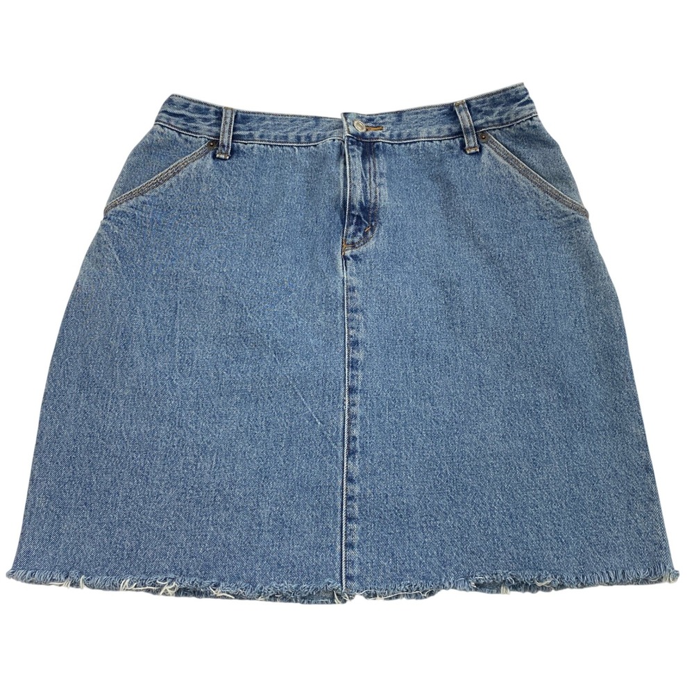 Vtg Levis Jean Skirt Womens‎ 12 M Cowgirl Raw Hem Medium Wash Denim Western